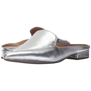 Franco Sarto Womens Sela Leather Closed Toe Mules, Silver